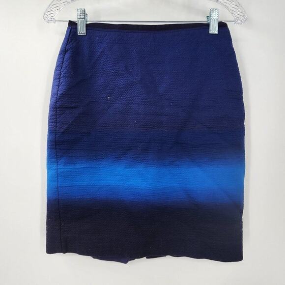 LOFT Blue Pencil Skirt Womens Petite 0P Color Block - Picture 2 of 3